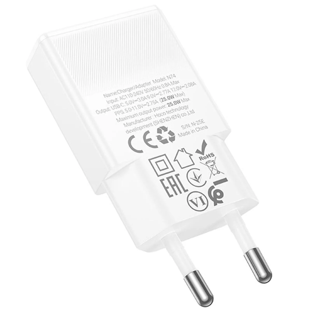 СЗУ Hoco N74 Speed ultra-thin PD25W (1USB-C) White