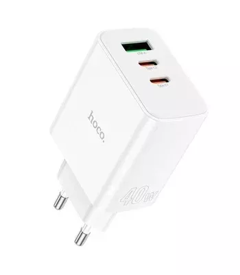 СЗУ Hoco C126A PD40W+QC3.0 (1USB/2Type-C) White СЗУ Hoco C126A PD40W+QC3.0 (1USB/2Type-C) White