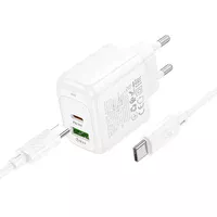 СЗУ Hoco CS55A Surplus PD30W+QC3.0 (1USB-A/1C) + Type-C to Type-C White