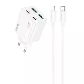 СЗУ Hoco N56 Fundador PD30W four-port (2C2A) + Type-C to Lightning White