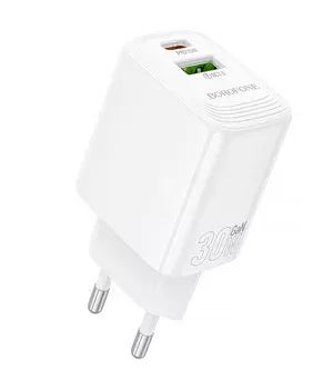 СЗУ Borofone BN29 Fuente PD30W+QC3.0 (1USB-A/1C) White