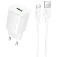 СЗУ Borofone BA102A Pudding QC3.0 (1USB-A) + кабель USB to Type-C White