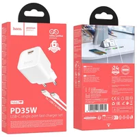 СЗУ Hoco N66 Ingenious PD35W (1USB-C) + кабель Type-C to Type-C White