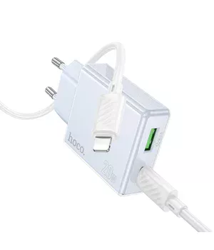 СЗУ Hoco C142A Direct PD20W+QC3.0 (1USB-A/1C) + кабель Type-C to Lightning Blue