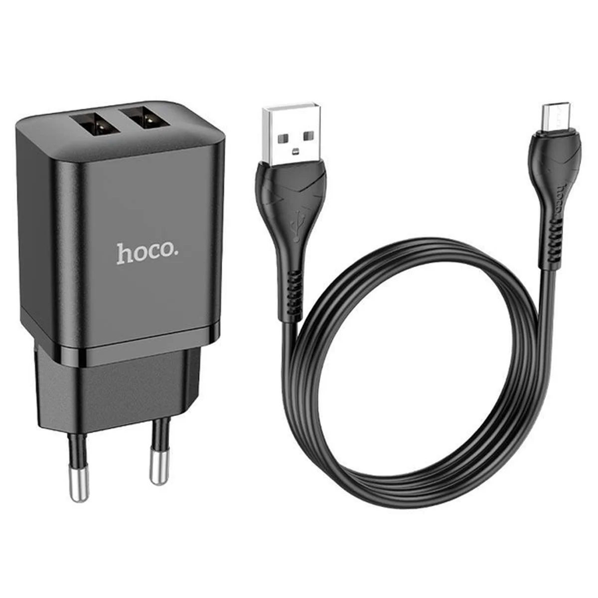 СЗУ Hoco N25 Maker (2USB-A) + USB to MicroUSB Black