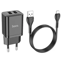 СЗУ Hoco N25 Maker (2USB-A) + USB to MicroUSB Black