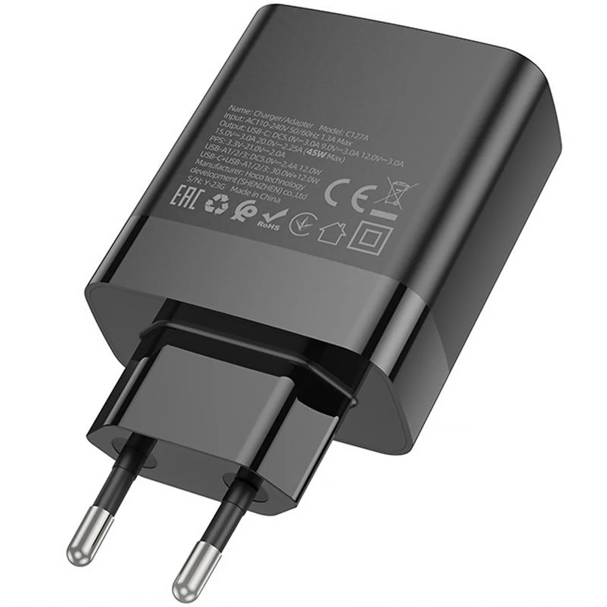СЗУ Hoco C127A Intelligent PD45W (3USB-A/1C) Black