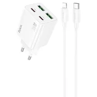 СЗУ Hoco N55 Fundador PD20W four-port (2USB-A/2C) + Type-C to Lightning White