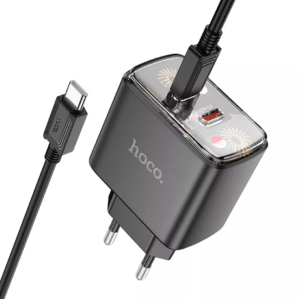 СЗУ Hoco CS43A Smart PD45W (2C) + Type-C to Type-C Black