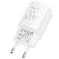СЗУ Borofone BA102A Pudding QC3.0 (1USB-A) + кабель USB to Type-C White