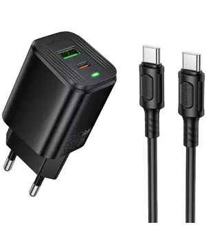 СЗУ Borofone BAS85A Star PD30W+QC3.0 (1USB-A/1C) + кабель Type-C to Type-C Black