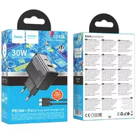 СЗУ Hoco CS73A Star Speed PD30W+QC3.0 (1USB-A/1C) + кабель Type-C to Type-C Midnight Black