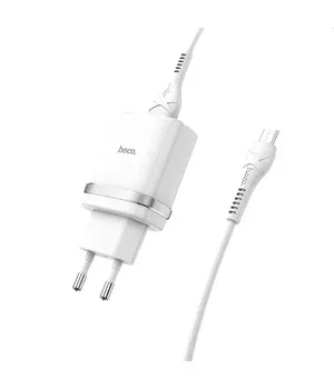 СЗУ Hoco C12Q Smart QC3.0 3A (1USB-A) + кабель USB to MicroUSB Белый