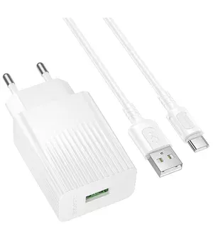 СЗУ Borofone BAS72A Source QC3.0 (1USB-A) + кабель USB to Type-C White