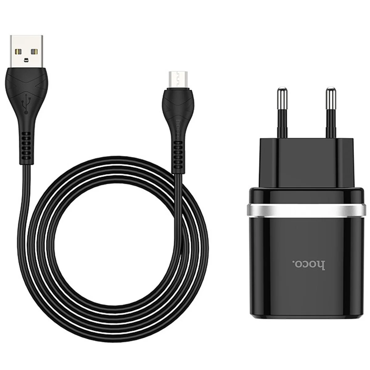 СЗУ Hoco C12Q Smart QC3.0 3A (1USB-A) + кабель USB to MicroUSB Чорний