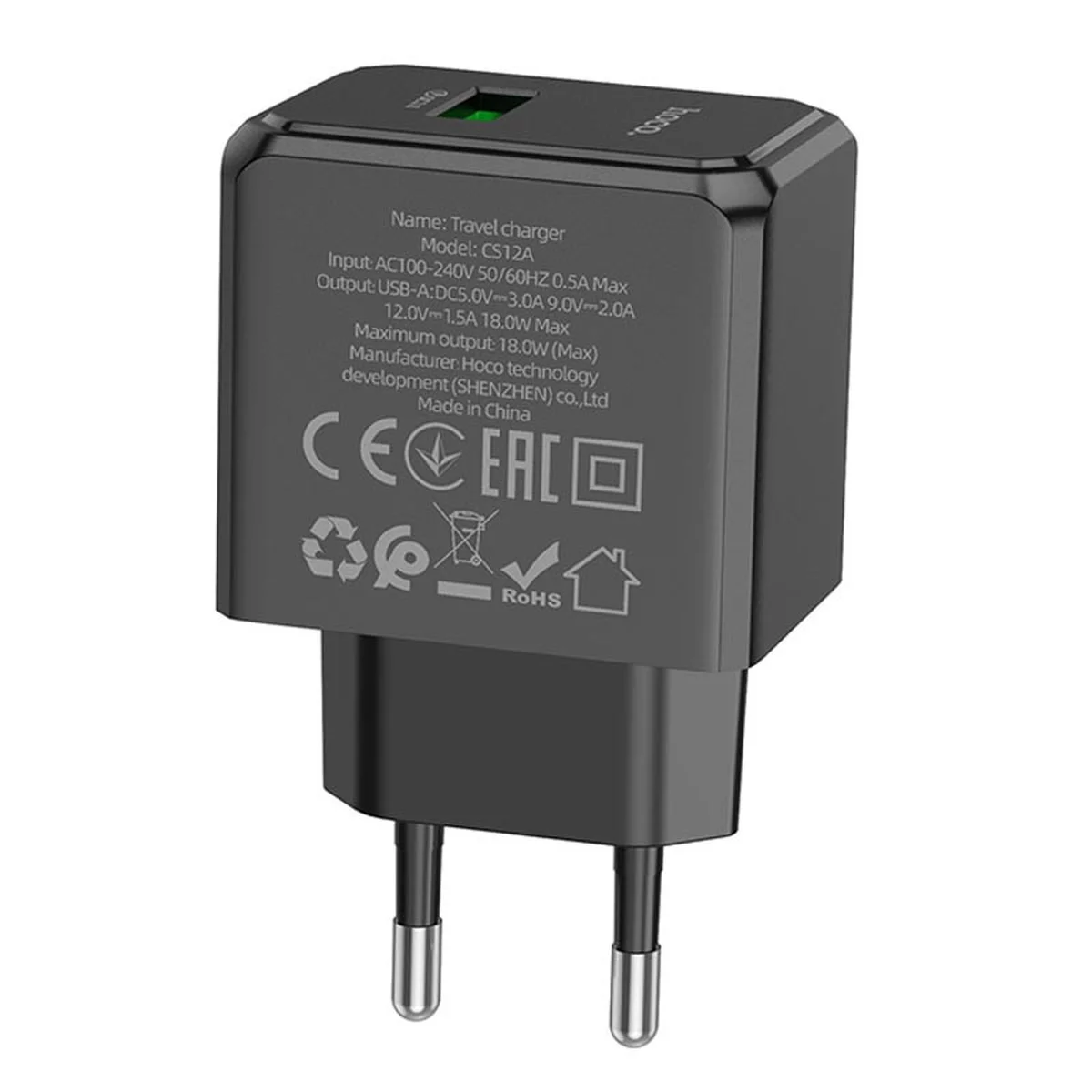 СЗУ Hoco CS12A QC3.0 (1USB-A/18W) Black