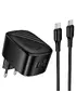 СЗУ Hoco CS102A Folding PD30W+QC3.0 (1USB-A/1C) + кабель Type-C to Type-C Black