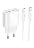 СЗУ Hoco C109A Fighter PD20W+QC3.0 (1USB-A/1C) + кабель Type-C to Type-C White