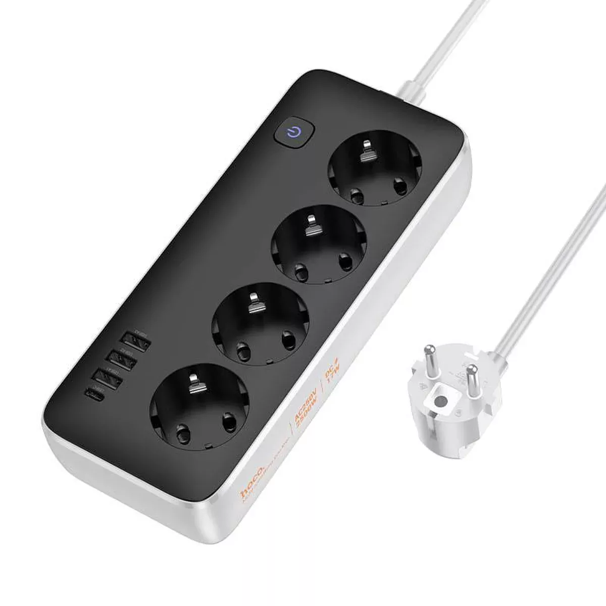 Удлинитель Hoco AC21 Sunlight 4-bit (1C/3A/4xSocket) (1.5m) White