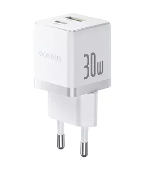 СЗУ Baseus Palm Fast Charger 30W (1USB-A/1C) (P1011160A) Moon White