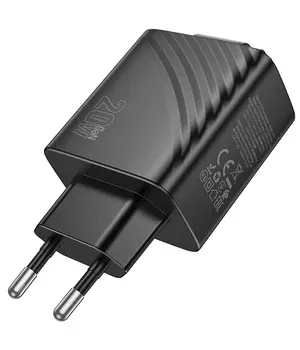 СЗУ Hoco N57 Full PD20W with retractable cable Type-C (2USB-C) Black