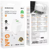 СЗУ Borofone BN27 Fuente PD20W+QC3.0 (1USB-A/1C) White