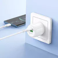 СЗУ Borofone BA94A Lustrous PD30W+QC3.0 (1USB-A/1C) + кабель Type-C to Type-C White