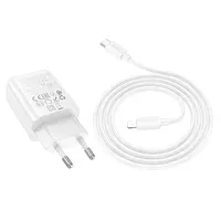 СЗУ Hoco N63 Gentle PD30W+QC3.0 (1USB-A/1C) + кабель Type-C to Lightning White