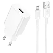 СЗУ Borofone BA110A Lemi 7.5W (1USB-A) + кабель USB to MicroUSB White