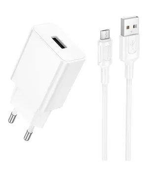 СЗУ Borofone BA110A Lemi 7.5W (1USB-A) + кабель USB to MicroUSB White