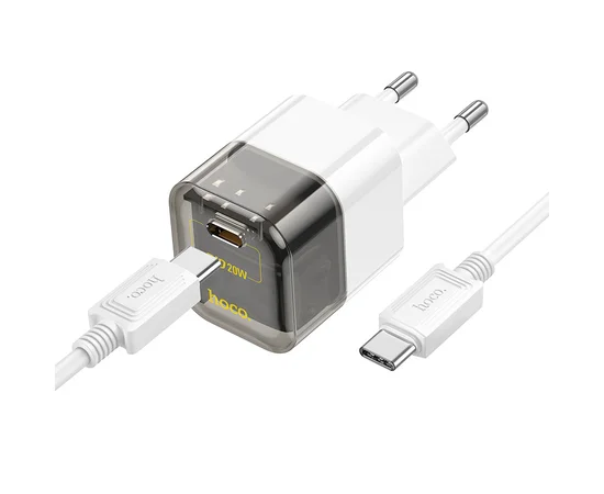 СЗУ Hoco C125A Transparent 1C PD20W + Type-C to Type-C Transparent black