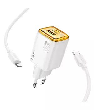 СЗУ Hoco N52 Monsoon PD20W+QC3.0 (1USB-A/1C) + кабель Type-C to Lightning White