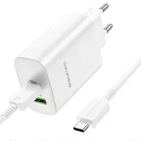 СЗУ Borofone BN10 Sunlight PD65W (1USB-A/1C) + кабель Type-C to Type-C White