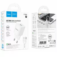СЗУ Hoco C145A Charm QC3.0 18W (1USB-A) + кабель USB to MicroUSB White
