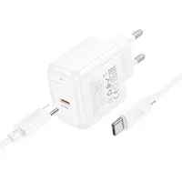 СЗУ Hoco CS53A Surplus PD25W (1USB-C) + кабель Type-C to Type-C White