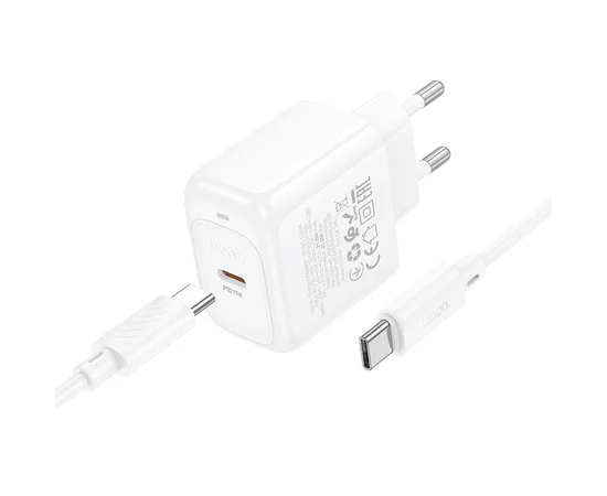 СЗУ Hoco CS53A Surplus PD25W (1USB-C) + кабель Type-C to Type-C White