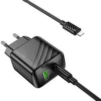 СЗУ Hoco CS25A Rico PD20W+QC3.0 (1USB-A/1C) + кабель Type-C to Lightning Black