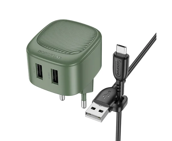 СЗУ Borofone BAS21A Special (2A) + Type-C Olive Green