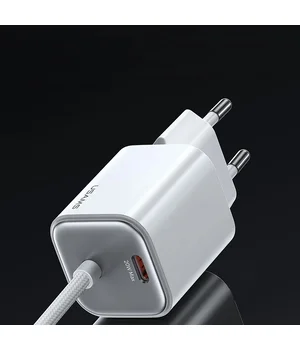 СЗУ Usams US-CC261 GaN JC Ser. 20W (2USB-C) + кабель Type-C to Type-C White