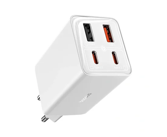 СЗУ Baseus GaN6 Pro OS 2C+2U 65W Type-C to Type-C 100W (1m) (P10162701) White