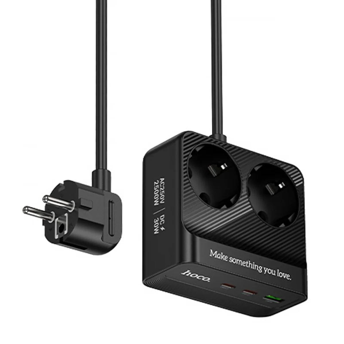 Удлинитель Hoco AC27 Descanso (PD30W/2C/1A/2xSocket) (2m) Black