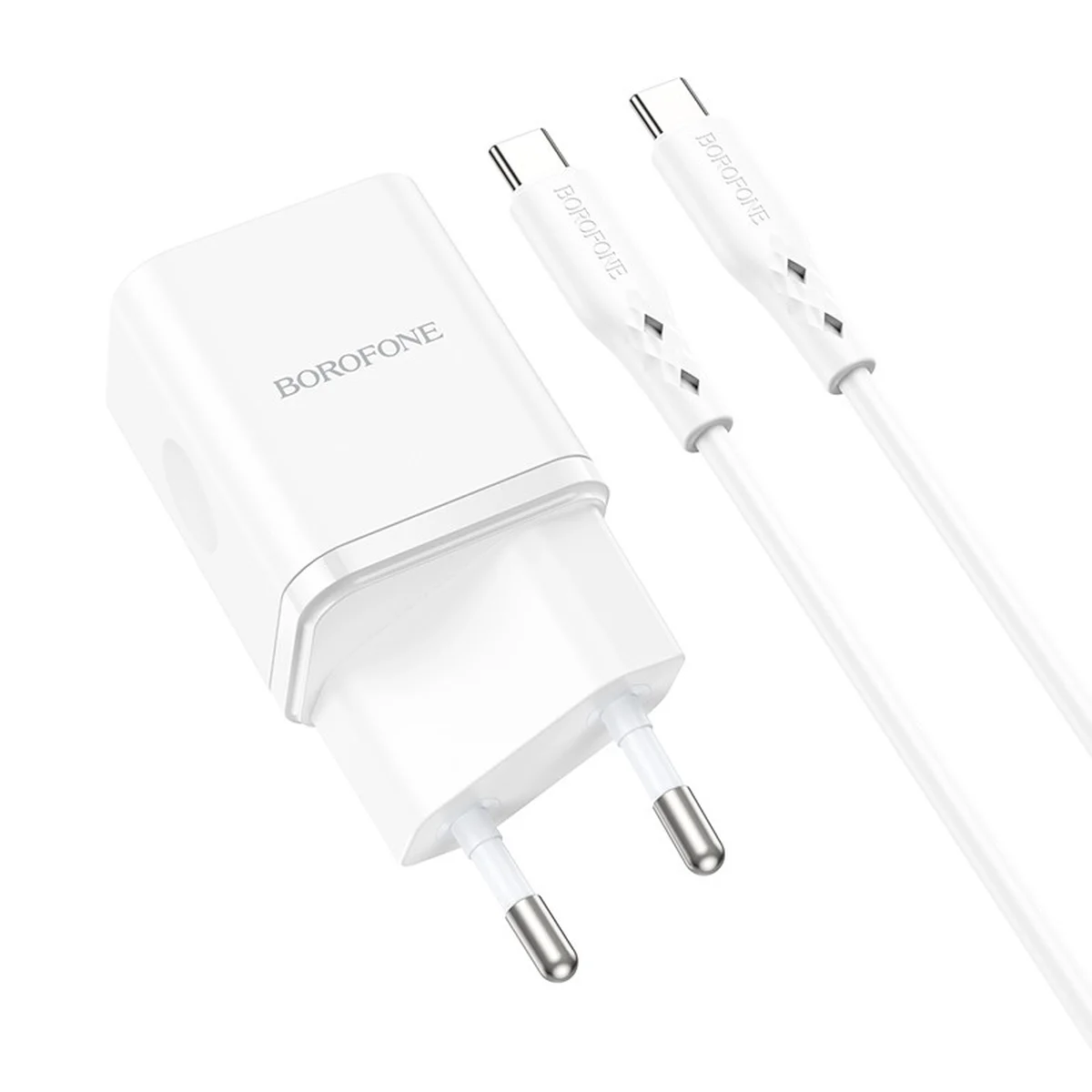СЗУ Borofone BN7 PD20W+QC3.0 (1USB-A/1C) + кабель Type-C to Type-C White