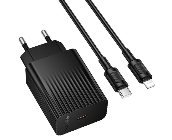 СЗУ Borofone BAS75A Source PD30W (1USB-C) + кабель Type-C to Lightning Black