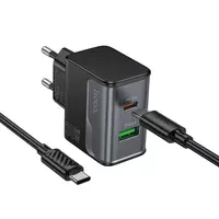 СЗУ Hoco CS73A Star Speed PD30W+QC3.0 (1USB-A/1C) + кабель Type-C to Type-C Midnight Black