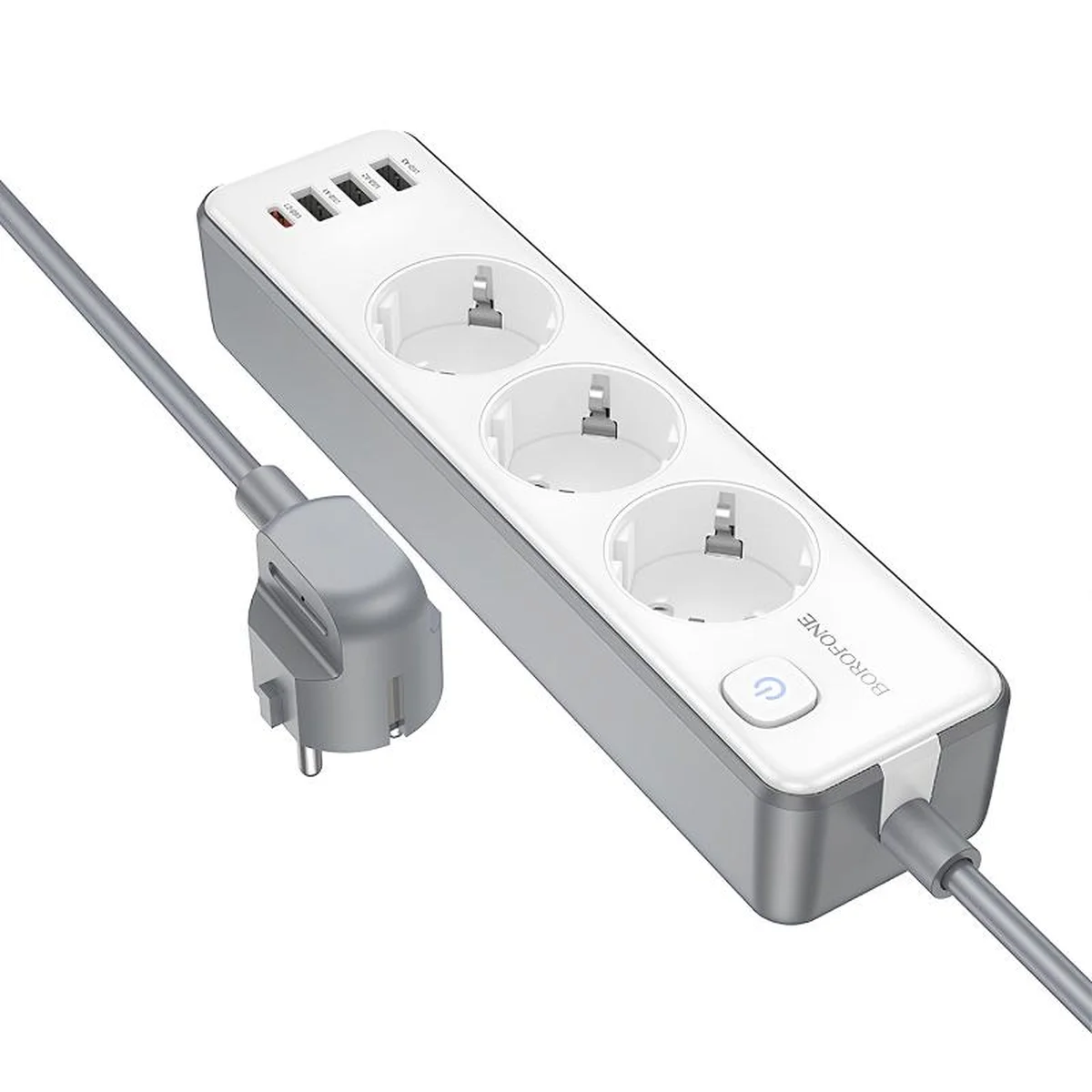Удлинитель Borofone BAC9 Power PD20W (3USB-A/1C/3xSocket) (2m) White