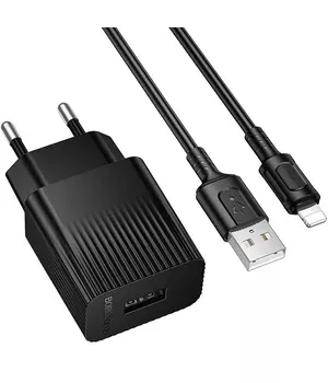 СЗУ Borofone BAS71A Source 10.5W (1USB-A) + кабель USB to Lightning Black