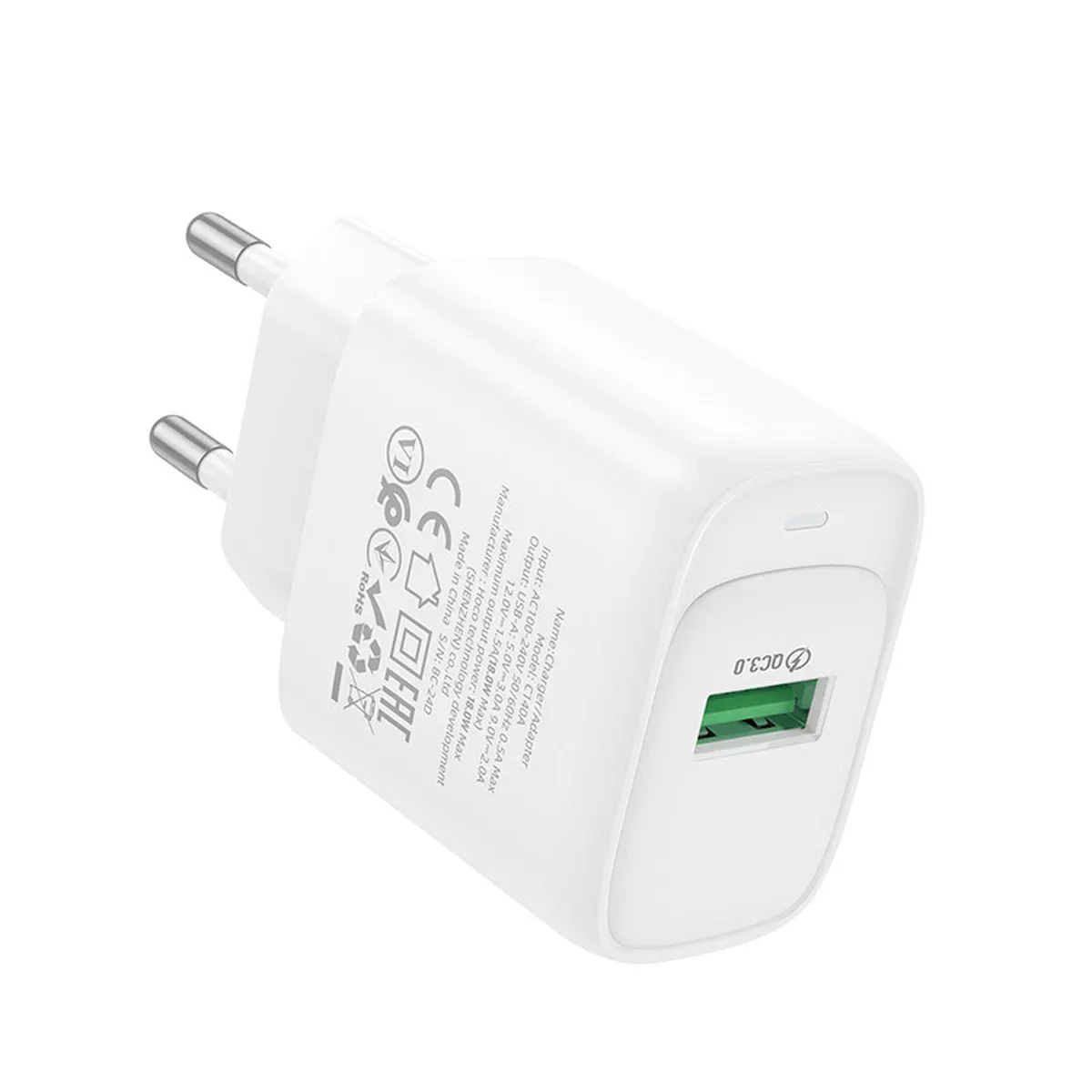 СЗУ Hoco C140A Smart QC3.0 (1USB/3A) White