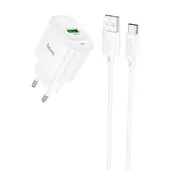 СЗУ Hoco C140A Smart QC3.0 (1USB/3A) + Type-C White