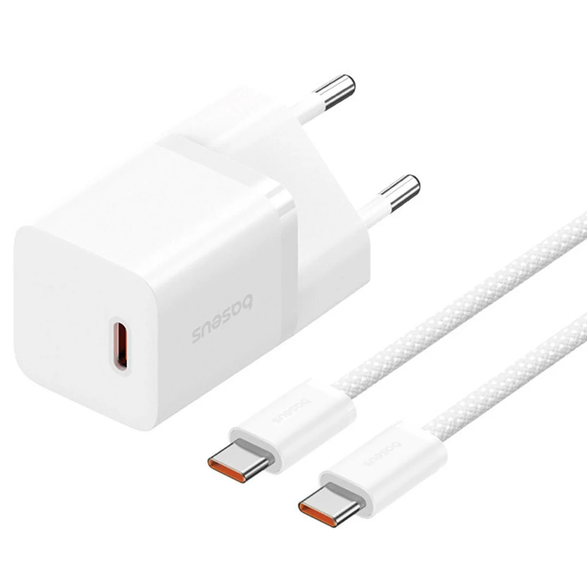 СЗУ Baseus GaN5 Fast Charger (mini) 30W (1USB-C) + кабель Type-C to Type-C (P10110902) Moon White
