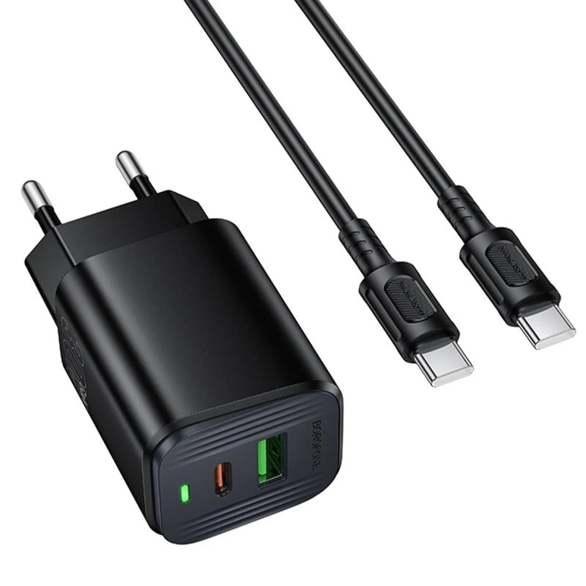 СЗУ Borofone BAS85A Star PD30W+QC3.0 (1USB-A/1C) + кабель Type-C to Type-C Black